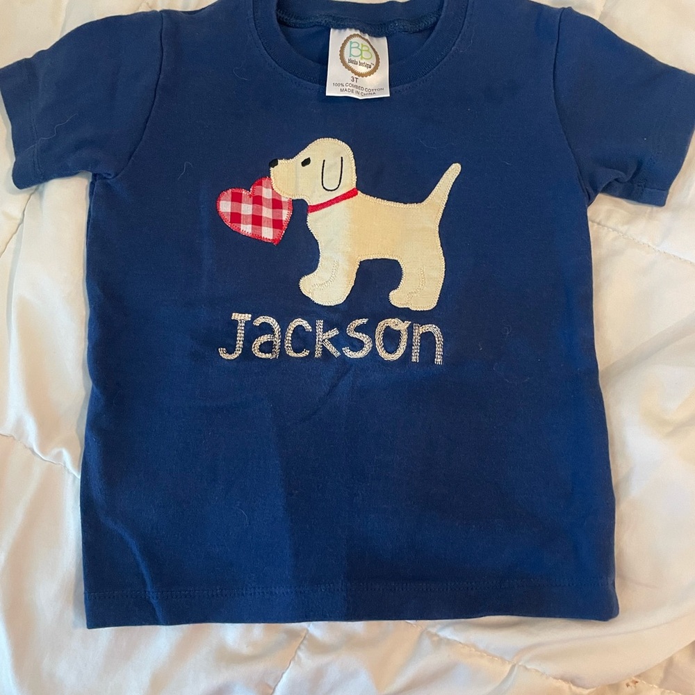 “Jackson” Blue Kids Shirt with Dog Design